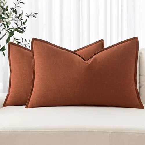 Vista 38 de MIULEE - Juego de 2 fundas de almohada decorativas de lino, estilo bohemio, rústico, neutral, para sofá, cama, 16 x 16 pulgadas, color marrón