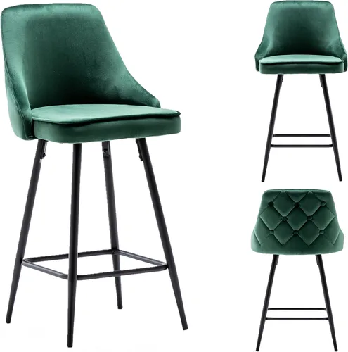 Vista 10 de BTEXPERT Juego de 2 sillas de bar de comedor tapizadas de alta calidad de 25 pulgadas de altura, taburetes de bar con respaldo alto, taburetes