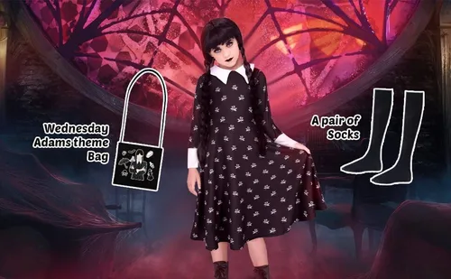 Vista 3 de Bostetion Halloween BlackDressUpCostumeforGirls