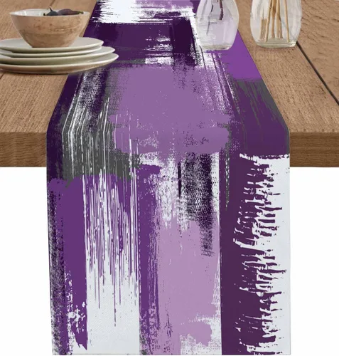 Vista 24 de Zigzi - Bufandas de mesa azules, textura de mármol a rayas grises de Zigzi, camino de mesa de comedor, decoración de mesa rectangular lavable