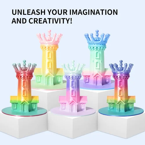 Vista 7 de Silk Rainbow 3D Printer Filament 1.75mm Multi-Color PLA Filament Fast Color Change Candy Color 3D Printing Filament, 1kg Spool Color caramelo