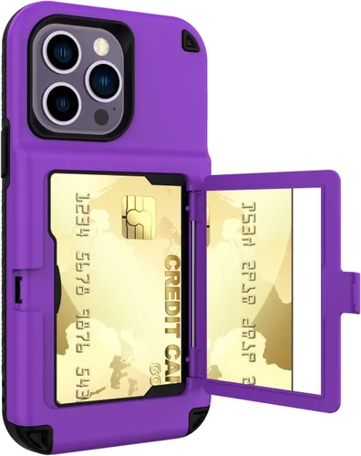 Vista 10 de Funda compatible con iPhone 14 Pro Max con espejo con tarjetero y soporte para tarjetas, bonita funda de lujo con espejo de maquillaje a la moda