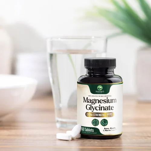 Vista 7 de Glicinato de magnesio 500 mg por porción - Suplemento de magnesio quelado para suplemento de alta absorción - Soporte para la salud muscular, huesos