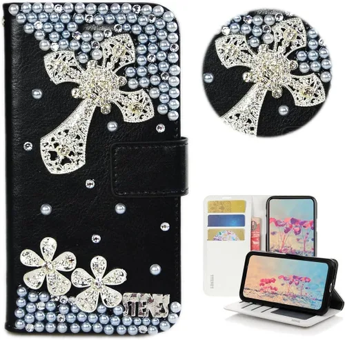 Vista 24 de Bling Wallet - Funda para teléfono compatible con Samsung Galaxy Z Fold 3 5G, elegante, hecha a mano, 3D, hecha a mano, ballet, pintalabios, tacón