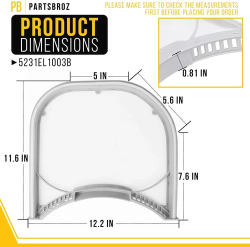 Vista 2 de PartsBroz 5231EL1003B Trampa de pantalla para filtro de pelusa para secadora LG DLE2516W DLEX2650R DLEX2650W DLE5955G DLG2526W DLE2101W DLE0442W