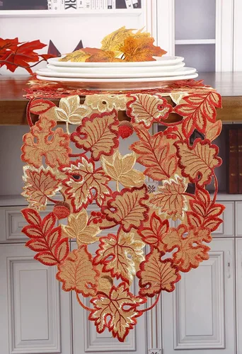 Vista 7 de GRANDDECO Camino de mesa de otoño para el día de Acción de Gracias, 13 x 68 pulgadas con hojas de arce para otoño, cena familiar, decoración