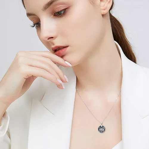 Vista 2 de PROESS Lotus Evil Eye Necklace Sterling Silver Lotus Necklace Evil Eye Pendant Necklace Spiritual Protection Jewelry Gifts for Women Men for