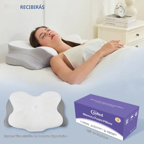 Vista 9 de Almohada cervical para el cuello, almohada de espuma viscoelástica Blanco