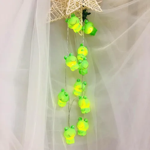 Vista 9 de Guirnalda de luces con forma de rana con enchufe USB y funciona con pilas, para jardín, dormitorio de los niños, árbol de Navidad, decoración