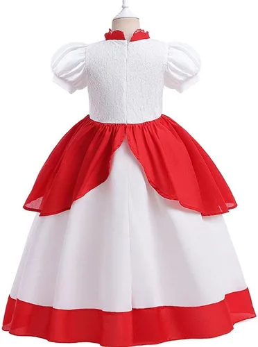 Vista 3 de LZOMOGYSD Vestido de princesa melocotón para niñas, disfraz de princesa melocotón, vestido de fiesta de Halloween