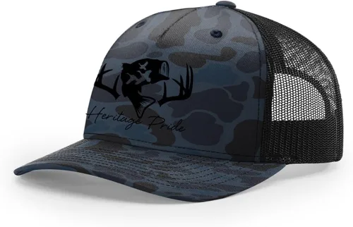 Vista 20 de Heritage Pride Sombrero de camionero de malla bordada para hombre de caza de pato de pesca de ciervos