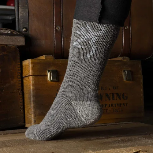 Vista 5 de Browning Calcetines de lana Buckmark para mujer, 2 pares de calcetines de lana para botas de exterior con soporte de arco