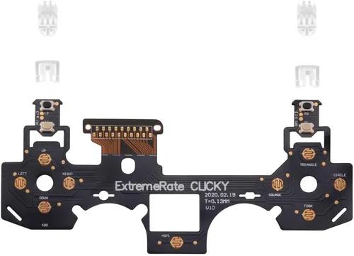 Vista 6 de eXtremeRate Clicky - Kit de gatillo de pelo para PS4 CUH ZCT2, botones de hombro para controlador, cable flexible de parada de disparo flash