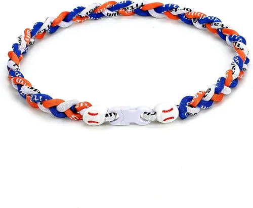 Vista 14 de Collar de béisbol de 18 pulgadas, regalos de goteo de béisbol, collares deportivos de tres trenzas, collares de titanio Tornado de cuerda deportiva