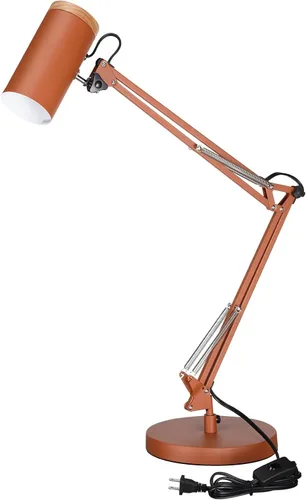 Vista 8 de TORCHSTAR Lámpara de escritorio alta con brazo oscilante con acento de madera, tamaño grande ajustable altura máxima de 31 pulgadas, lámpara