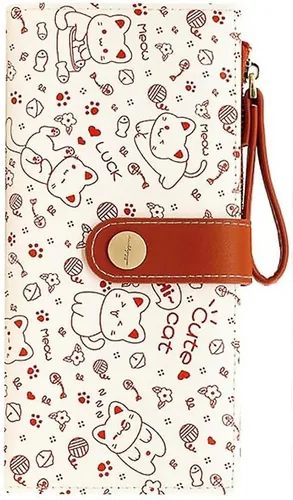 Vista 24 de Farcauo Billetera para mujer, billetera delgada para mujer, linda cartera delgada Kawaii con flores para mujer, tarjetero para mujer, Cartera