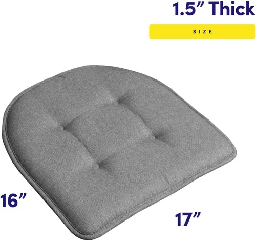 Vista 2 de Sweet Home Collection - Cojín de espuma viscoelástica para silla, con capitoné, parte trasera de goma antideslizante, en forma de U, de 17 x 16 Gris