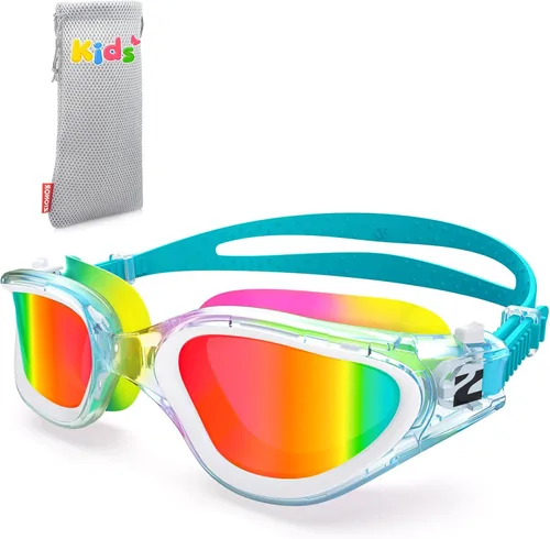 Vista 20 de ZIONOR G1MINI MIX - Gafas de natación para niños, con bloques de color, polarizados, sin fugas, antiniebla, para niños (3-14)