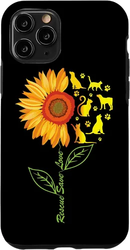 Vista 10 de iPhone 14 RESCUE SAVE LOVE - Funda de pata de girasol para gatos y perros