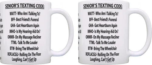Vista 8 de ThisWear Jubilación Taza de café de cerámica con código de texto para personas mayores de 11 onzas, color blanco 11oz - Blanco