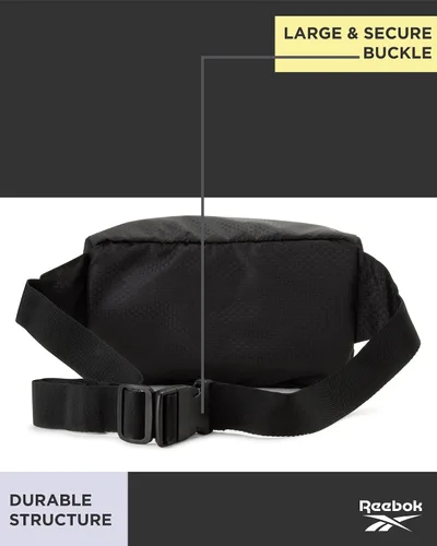 Vista 5 de Reebok Riñonera ligera del Senate - Bolso cruzado para gimnasio, correr, senderismo, festivales, deportes, Negro