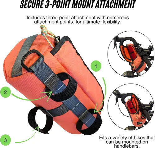 Vista 5 de Bolsa para manillar (Bikeday Cake) Capacidad de 2 litros Amplia bolsa para bicicleta con 2 correas de hebilla extra largas y 1 correa de gancho