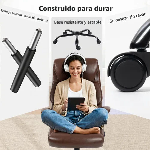 Vista 7 de Silla de oficina – Silla ergonómica de escritorio para computadora con respaldo alto con función mecedora y soporte lumbar, silla ejecutiva cómoda