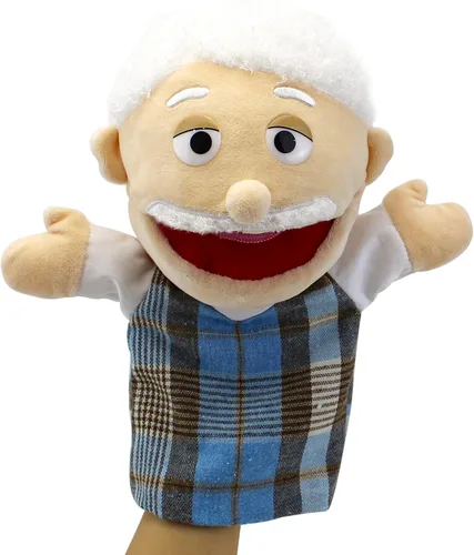 Vista 7 de Marionetas de mano familiares, Marionetas para niños para representar a los miembros de la familia 34 cm Marionetas multiétnicas de peluche suaves