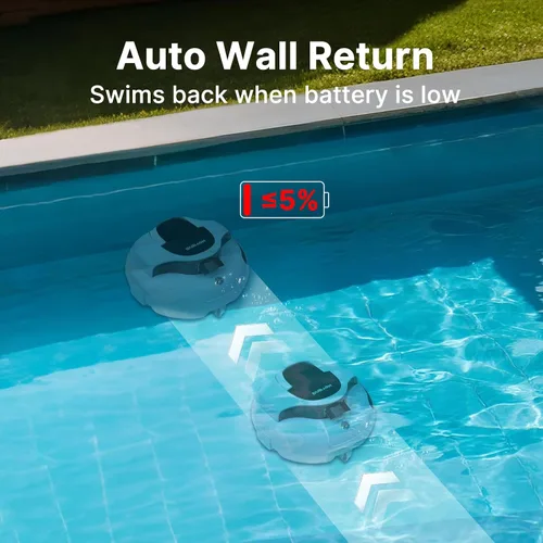 Vista 5 de Aspiradora inalámbrica profesional para piscina: sistema avanzado de doble unidad, duración de la batería de 100 minutos, navegación inteligente