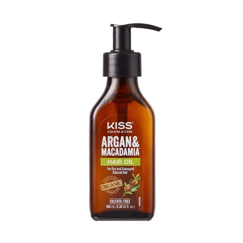 Vista 2 de Kiss Suero reparador de aceite capilar de Argán y Macademia, 3.4 fl oz (3.38 US fl.oz.)