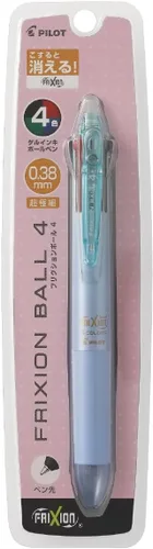 Vista 3 de Pilot Bolígrafo Frixion Ball 4, 0.015 in ultrafino, 4 colores (negro, rojo, azul y verde), cuerpo azul claro de gradación (PLKFB80UF-GRLB)