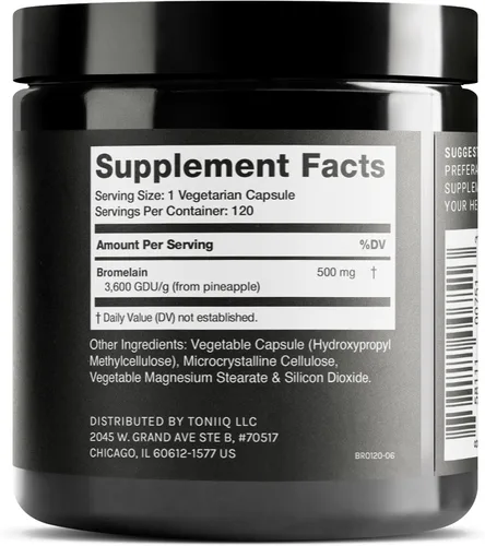 Vista 2 de Toniiq Bromelina de ultra alta resistencia 500mg - 3600 GDU/gramo