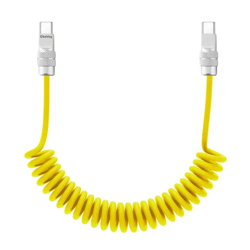 Vista 25 de chubbycable Curly Chubby - Cable de carga rápida USB C en espiral de 240 W, cable de carga retráctil trenzado duradero para automóvil compatible