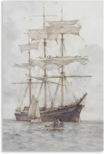 Vista 9 de Master Making Ready to Sail-Henry Scott Tuke Artworks Canvas Poster Room Aesthetic Wall Art Prints Home Modern Decor Gifts Framed-unframed