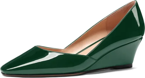 Vista 11 de MODENCOCO Zapatos de tacón bajo con cuña de tacón bajo para mujer, con puntera cuadrada, 2 pulgadas Beige