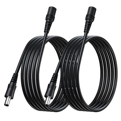 Vista 13 de Paquete de 2 cables de extensión de cobre puro de CC de 3 pies/3.3 ft, universal de 0.217 in x 0.083 in, enchufe hembra a macho, cable de 12 V