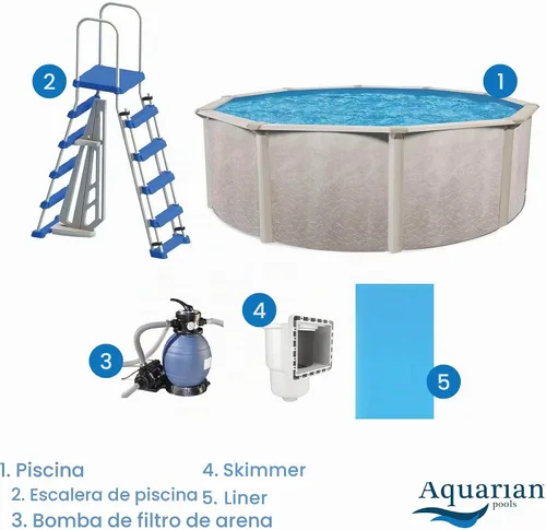 Vista 5 de Aquarian Kit de piscina sobre el suelo con marco de acero con filtro de arena y bomba, Phoenix, 15