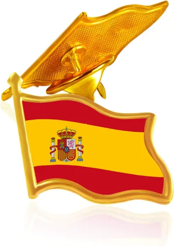 Vista 2 de Paquete de 102050100 pines de solapa de metal con bandera de España ondeando pines españoles a granel insignia patriótica regalos de recuerdo
