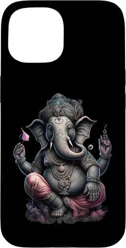 Vista 6 de iPhone 16 Dios hindú Ganesha Lotus Pose Yoga y Meditación Caso
