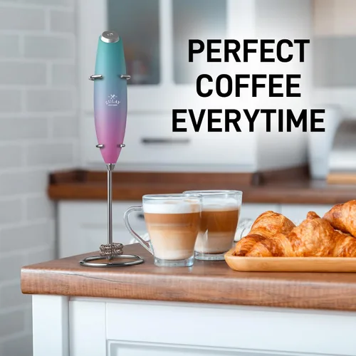 Vista 146 de Zulay Milk Boss Espumador de leche potente manual, hace espuma para latte, batidor para mezclar bebidas, café, miniespumador para capuchino, frappé