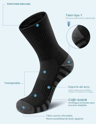 Vista 5 de Airacker Calcetines atléticos para correr y correr para hombre y mujer Negro