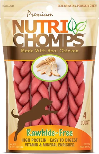Vista 14 de NutriChomps Masticables para Perros, Trenzas de 6 Pulgadas, Fáciles de Digerir, Snacks para Perros sin Piel Cruda, Saludables, Pollo Real, Sabores a