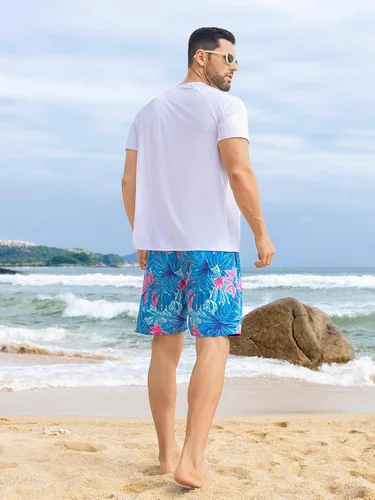 Vista 3 de Traje de baño para hombre con entrepierna de 7 pulgadas, pantalones cortos de playa de secado rápido