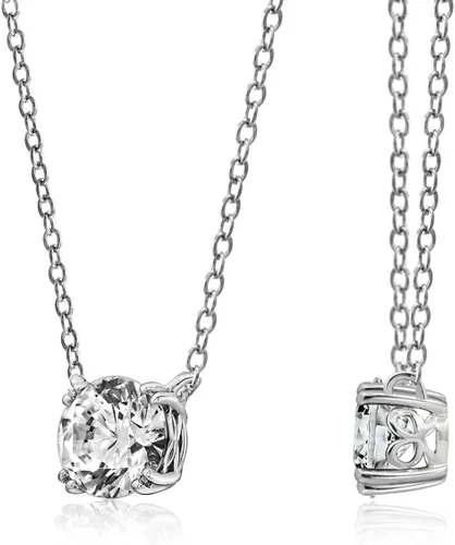 Vista 30 de Amazon Essentials Collar con colgante solitario de plata de ley con corte redondo, elementos infinitos y circonitas cúbicas redondo