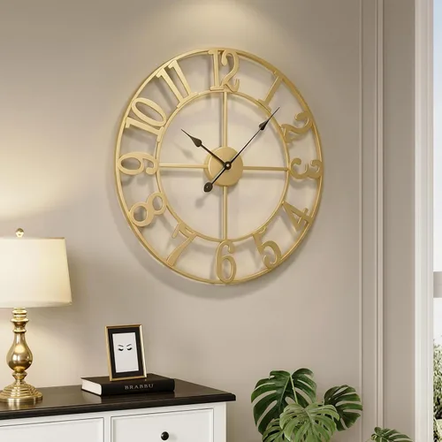 Vista 65 de Cuspin Reloj de pared de 24 pulgadas con engranajes, reloj de metal
