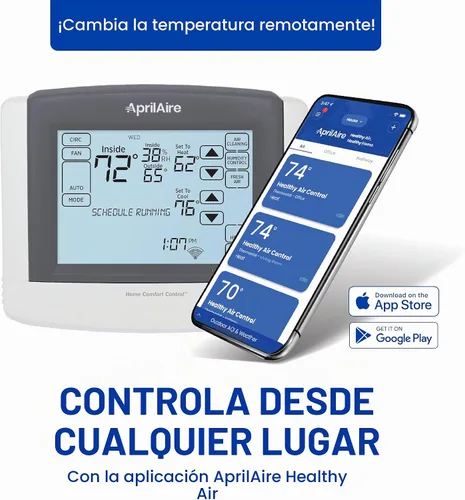 Vista 2 de AprilAire 8910W Termostato programable Wi-Fi de pantalla táctil con control IAQ; compatible con Amazon Alexa y Google Assistant