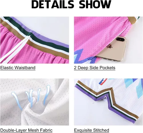 Vista 6 de DIOTSR Pantalones cortos de baloncesto para hombre, estilo casual, retro, gráficos, atléticos, para correr, pantalones cortos de diseñador