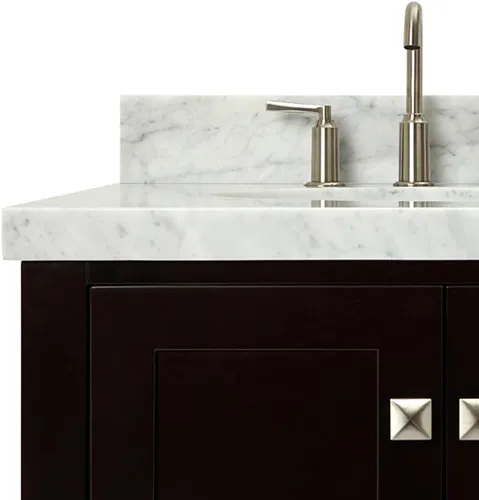 Vista 14 de ARIEL Cambridge - Mueble de baño con lavabo de 36 pulgadas, madera maciza, encimera y salpicadero italiano de mármol de Carrara de 1.5 pulgadas