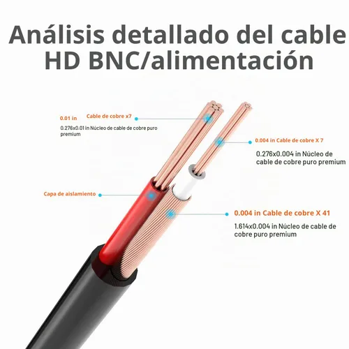 Vista 5 de LONNKY Cable BNC de 100 pies para cámara de seguridad de 98.4 ft con conectores BNC y adaptadores RCA, cable de alimentación de video para cámara