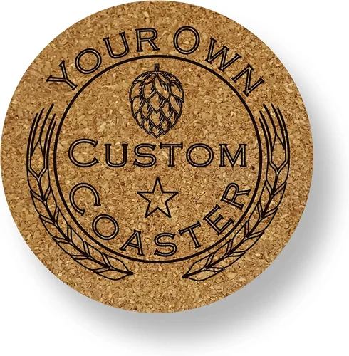 Vista 3 de Personalized Cork Coaster Set Custom Engraved Text and Logo
